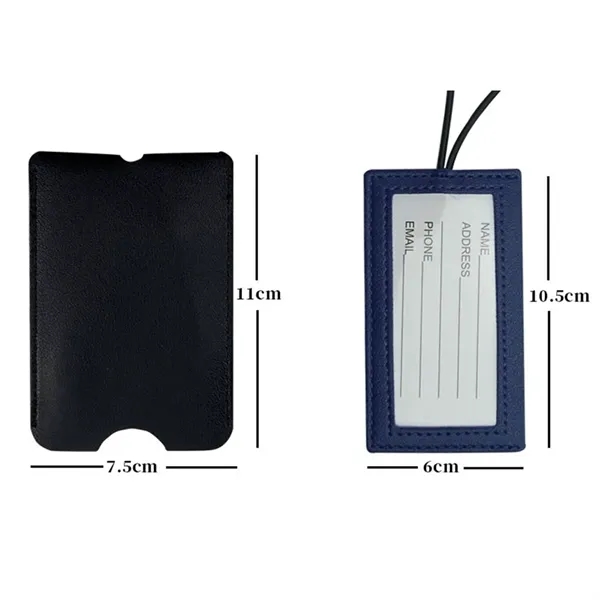 Premium PU Leather Luggage Tag with Elastic Pull Strap - Premium PU Leather Luggage Tag with Elastic Pull Strap - Image 1 of 5