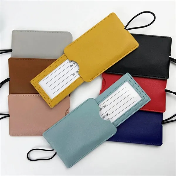 Premium PU Leather Luggage Tag with Elastic Pull Strap - Premium PU Leather Luggage Tag with Elastic Pull Strap - Image 2 of 5
