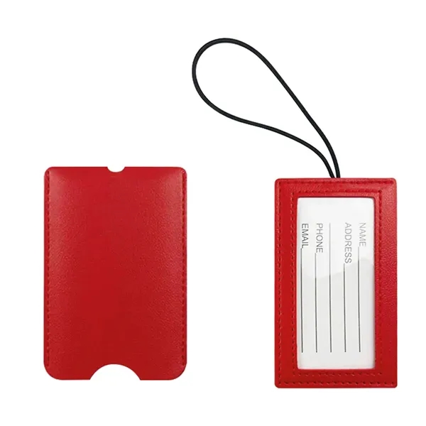 Premium PU Leather Luggage Tag with Elastic Pull Strap - Premium PU Leather Luggage Tag with Elastic Pull Strap - Image 3 of 5