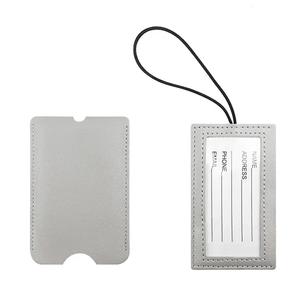 Premium PU Leather Luggage Tag with Elastic Pull Strap - Premium PU Leather Luggage Tag with Elastic Pull Strap - Image 4 of 5
