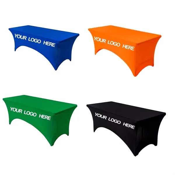 6FT Fitted Polyester Stretch Table Cover W/ Custom Imprint - 6FT Fitted Polyester Stretch Table Cover W/ Custom Imprint - Image 0 of 1