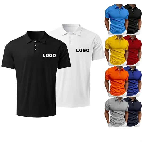 Men's Knit Short Sleeve Golf Breathable Polo Shirts - Men's Knit Short Sleeve Golf Breathable Polo Shirts - Image 0 of 14