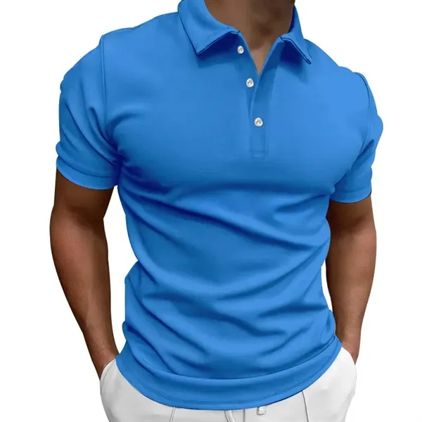 Men's Knit Short Sleeve Golf Breathable Polo Shirts - Men's Knit Short Sleeve Golf Breathable Polo Shirts - Image 5 of 14