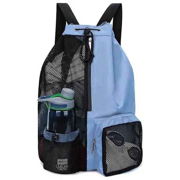 Waterproof Mesh Swim Drawstring Backpack with Wet Pocket - Waterproof Mesh Swim Drawstring Backpack with Wet Pocket - Image 2 of 4