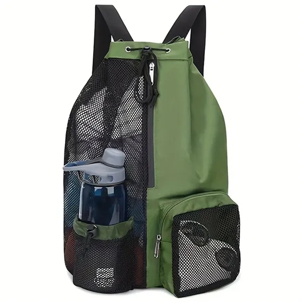 Waterproof Mesh Swim Drawstring Backpack with Wet Pocket - Waterproof Mesh Swim Drawstring Backpack with Wet Pocket - Image 4 of 4