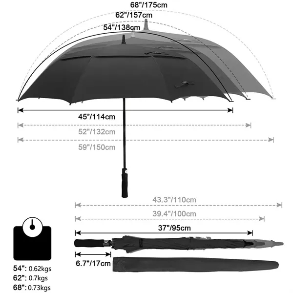 Windproof Double Canopy Automatic Open Golf Umbrella - Windproof Double Canopy Automatic Open Golf Umbrella - Image 1 of 4