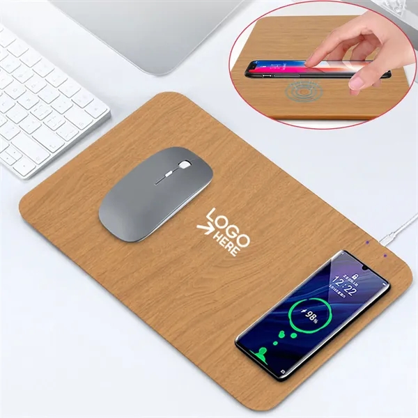 Wireless Charging Mouse Pad With Wooden Look - Wireless Charging Mouse Pad With Wooden Look - Image 0 of 2