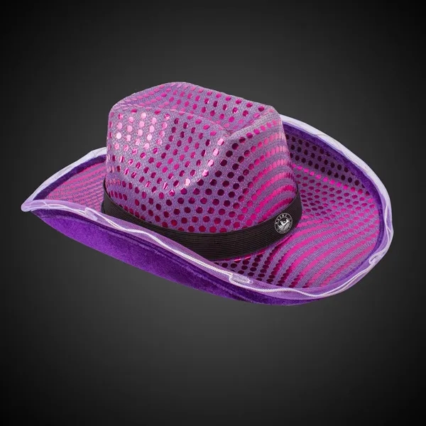 Purple Light Up Sequin Cowboy Hat - Purple Light Up Sequin Cowboy Hat - Image 0 of 3