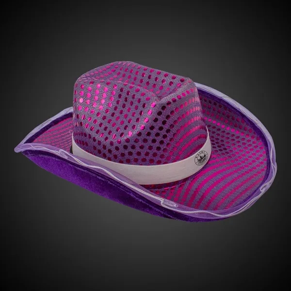 Purple Light Up Sequin Cowboy Hat - Purple Light Up Sequin Cowboy Hat - Image 3 of 3