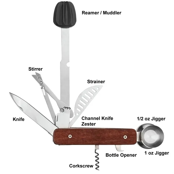 All In One Bartender Mixology Cocktail Multi Tool - All In One Bartender Mixology Cocktail Multi Tool - Image 1 of 3
