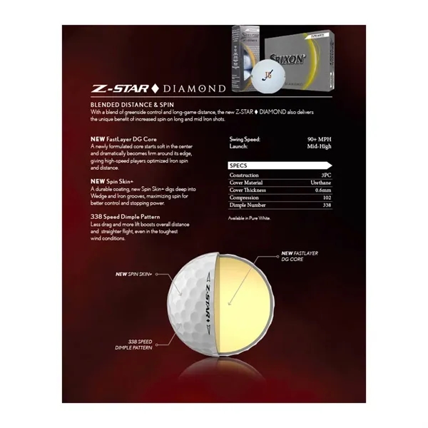 Srixon® 12 Pack Z-STAR DIAMOND Golf Balls - Srixon® 12 Pack Z-STAR DIAMOND Golf Balls - Image 6 of 7