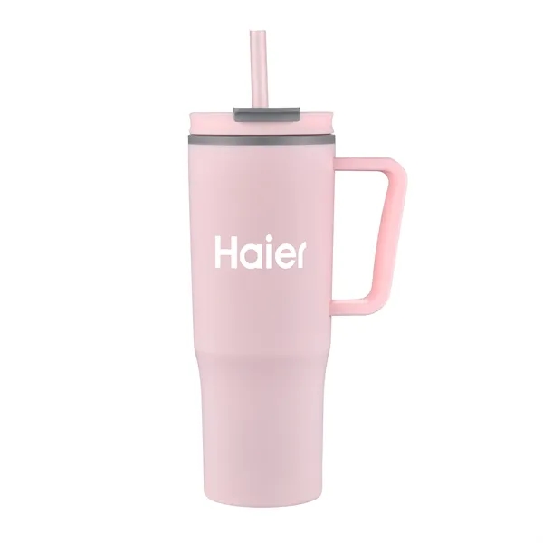 30oz. Double Wall Mug with Handle and Straw