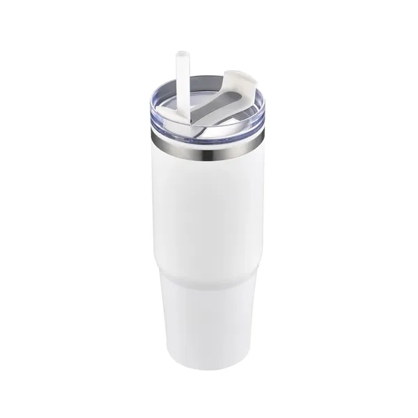 30oz. Dual Wall Stainless Steel & PP Tumbler with Clear Lid