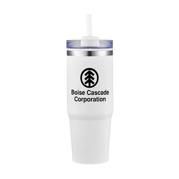 30oz. Dual Wall Stainless Steel & PP Tumbler with Clear Lid