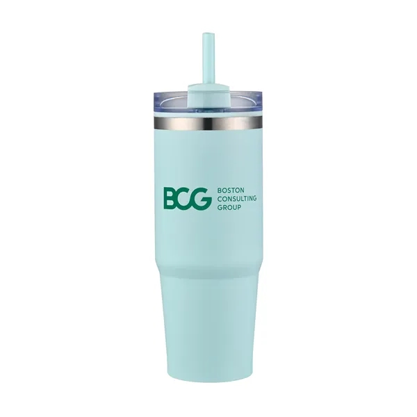 30oz. Dual Wall Stainless Steel & PP Tumbler with Clear Lid