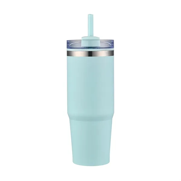 30oz. Dual Wall Stainless Steel & PP Tumbler with Clear Lid