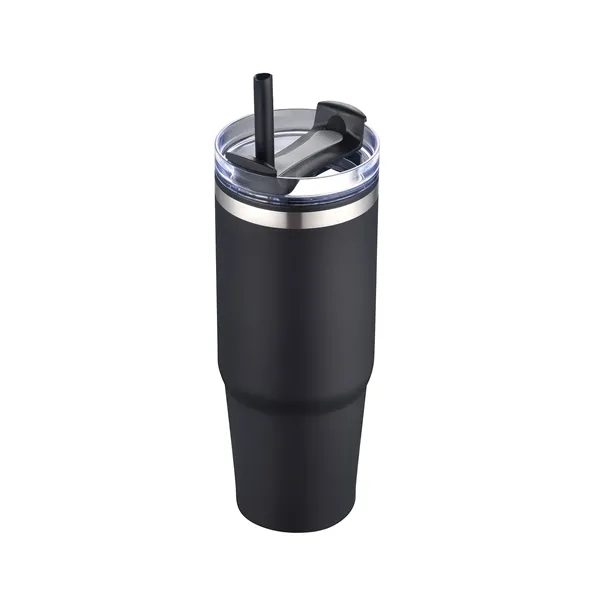 30oz. Dual Wall Stainless Steel & PP Tumbler with Clear Lid