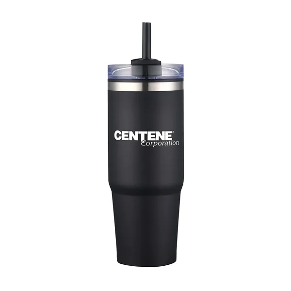30oz. Dual Wall Stainless Steel & PP Tumbler with Clear Lid