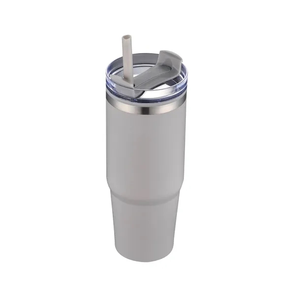 30oz. Dual Wall Stainless Steel & PP Tumbler with Clear Lid