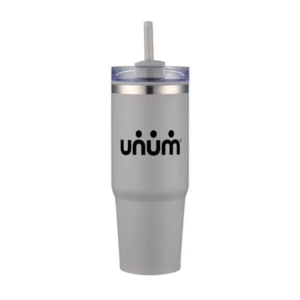 30oz. Dual Wall Stainless Steel & PP Tumbler with Clear Lid
