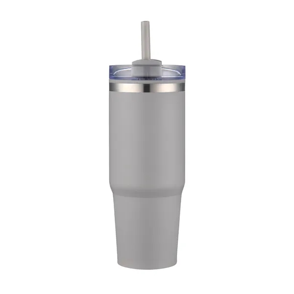 30oz. Dual Wall Stainless Steel & PP Tumbler with Clear Lid