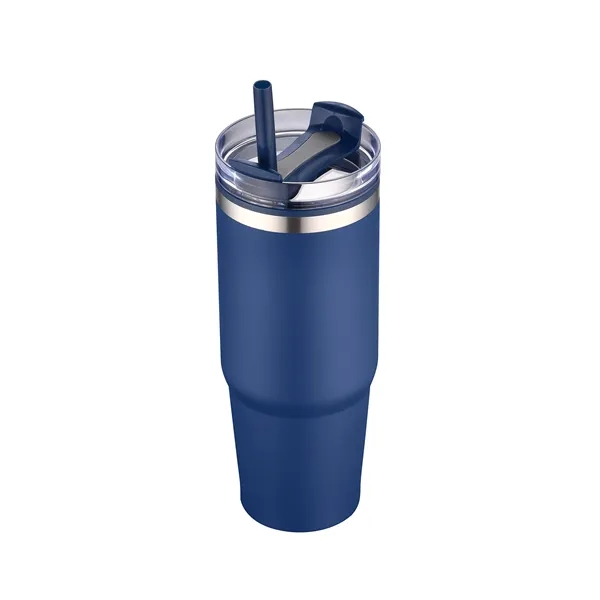 30oz. Dual Wall Stainless Steel & PP Tumbler with Clear Lid