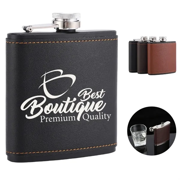 6oz Hip Flask Custom Logo - 6oz Hip Flask Custom Logo - Image 0 of 2