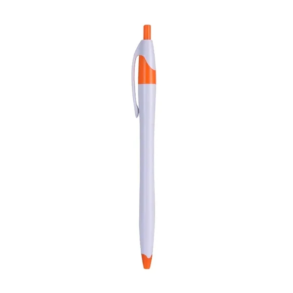White Retractable Pen with Colored Trim - White Retractable Pen with Colored Trim - Image 4 of 9
