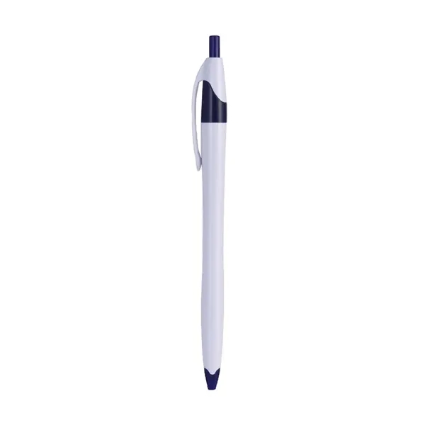 White Retractable Pen with Colored Trim - White Retractable Pen with Colored Trim - Image 6 of 9