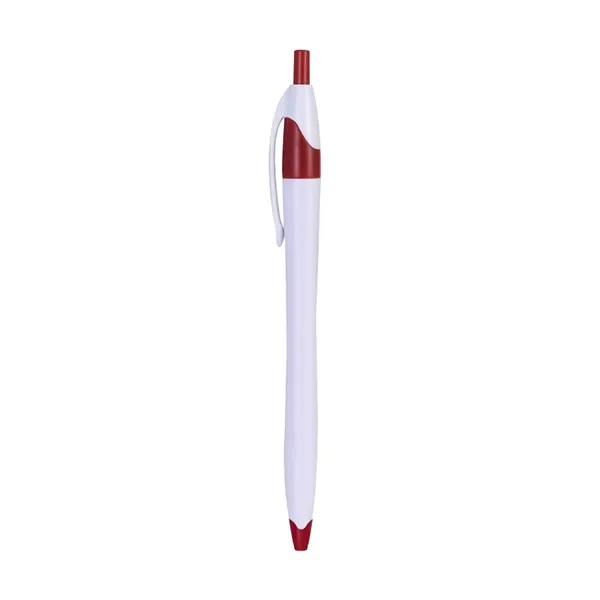 White Retractable Pen with Colored Trim - White Retractable Pen with Colored Trim - Image 7 of 9