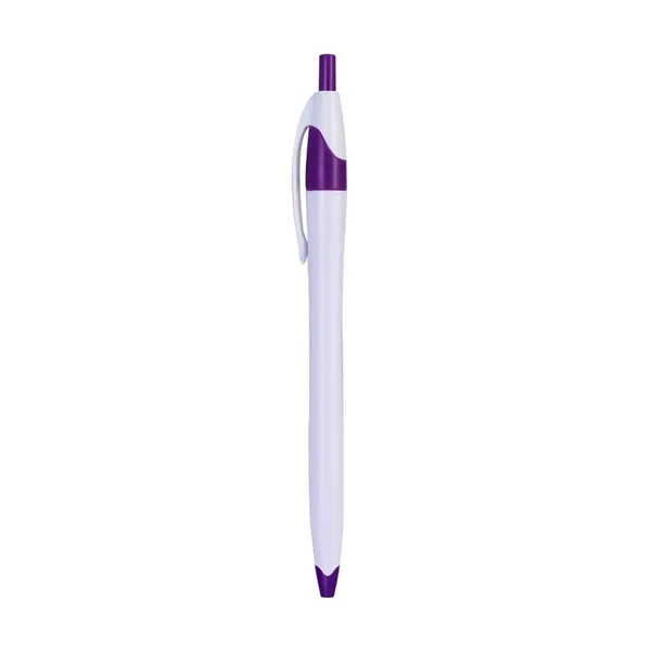 White Retractable Pen with Colored Trim - White Retractable Pen with Colored Trim - Image 8 of 9