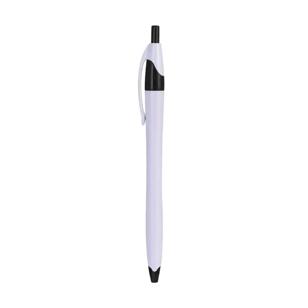 White Retractable Pen with Colored Trim - White Retractable Pen with Colored Trim - Image 9 of 9