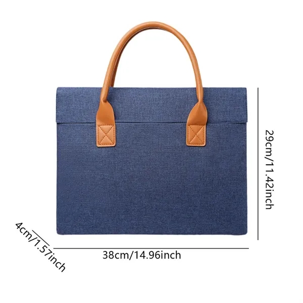 Canvas Laptop Bag with Leather Handles - Canvas Laptop Bag with Leather Handles - Image 1 of 3