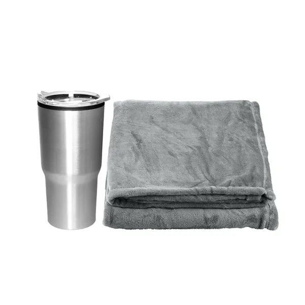 Cozy Corporate Gift Set with Tumbler & Blanket - Cozy Corporate Gift Set with Tumbler & Blanket - Image 4 of 5