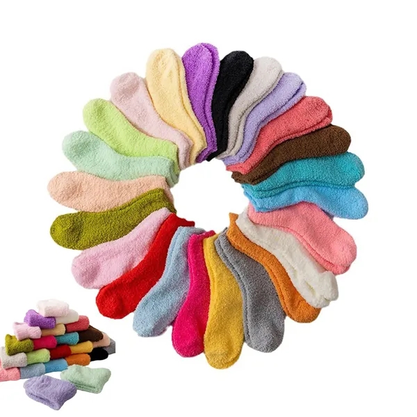 Plush Slipper Sleep Comfy Crew Sock - Plush Slipper Sleep Comfy Crew Sock - Image 0 of 1