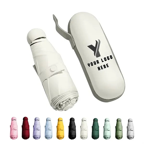 6 Ribs Mini Folding Compact Umbrella with Case - 6 Ribs Mini Folding Compact Umbrella with Case - Image 0 of 1