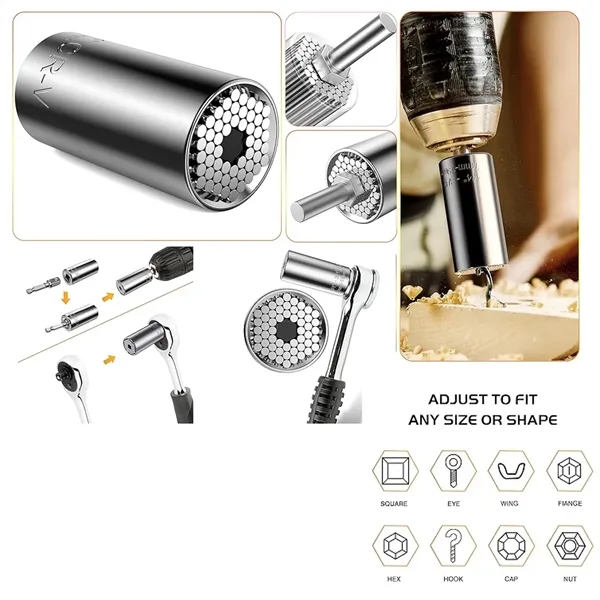 Super Universal Socket Wrench Set with Power Drill Adapter - Super Universal Socket Wrench Set with Power Drill Adapter - Image 2 of 3