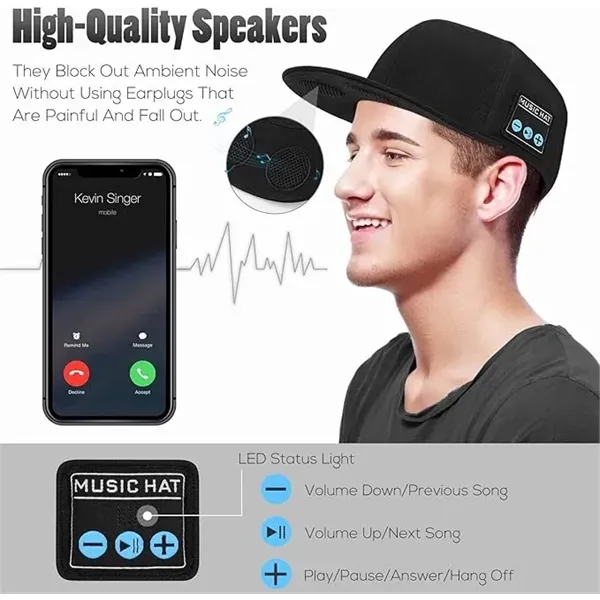 Bluetooth Stereo Music Baseball Cap - Bluetooth Stereo Music Baseball Cap - Image 1 of 7