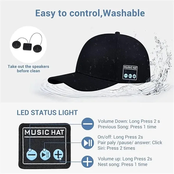 Bluetooth Stereo Music Baseball Cap - Bluetooth Stereo Music Baseball Cap - Image 2 of 7