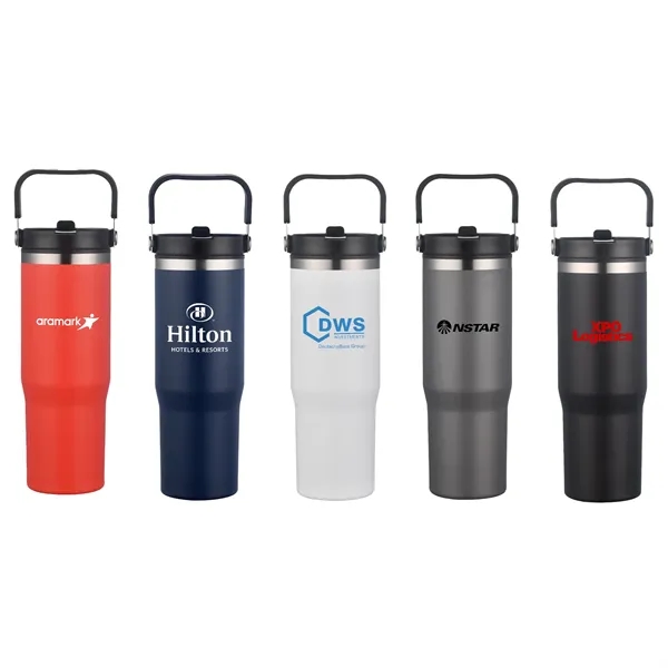 30oz. Double Wall SS / PP Mug with Handle and Flip Straw - 30oz. Double Wall SS / PP Mug with Handle and Flip Straw - Image 0 of 15