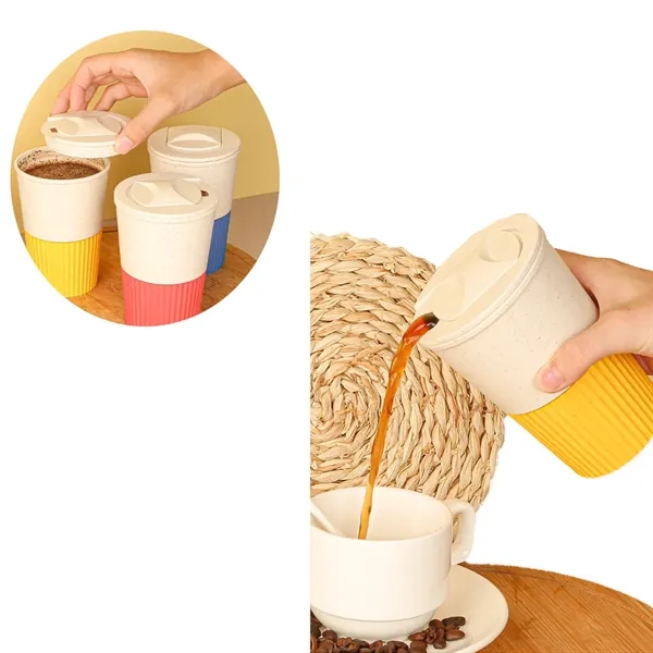 13 Oz Wheat Straw Reusable Coffee Cup Mug With Lid - 13 Oz Wheat Straw Reusable Coffee Cup Mug With Lid - Image 1 of 1