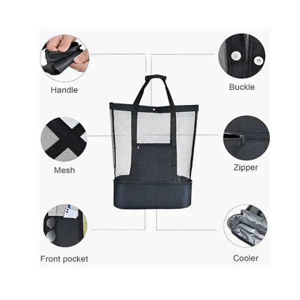 50 MOQ Oversize Tote Mesh Cooler Beach Bag - 50 MOQ Oversize Tote Mesh Cooler Beach Bag - Image 1 of 2