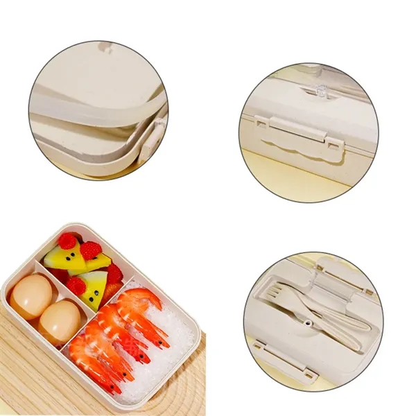 50MOQ Large  Wheat Straw Lunch Box With Fork Spoon