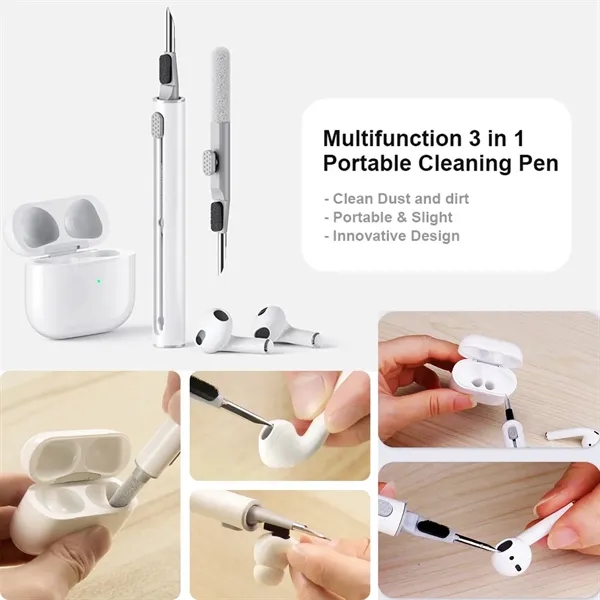 3-in-1 Earphone Cleaner Pen with Soft Brush Flocking Sponge - 3-in-1 Earphone Cleaner Pen with Soft Brush Flocking Sponge - Image 2 of 4