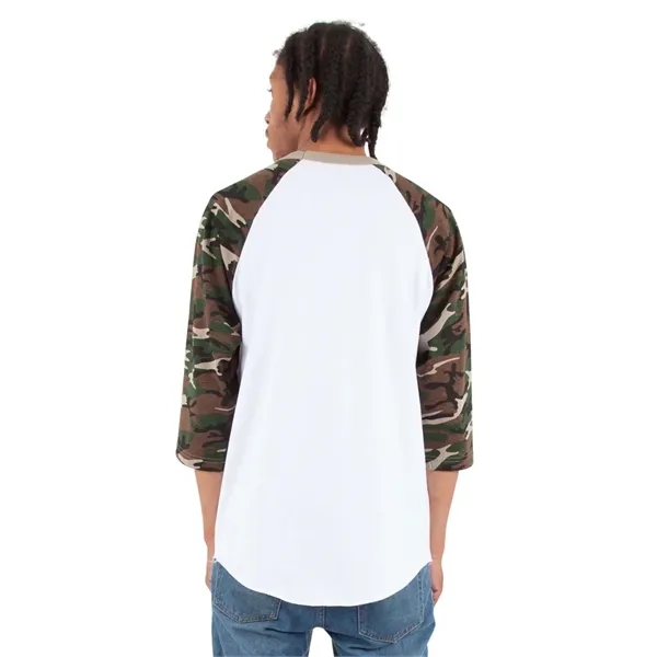 Shaka Wear Unisex Three-Quarter Sleeve Camo Raglan T-Shirt