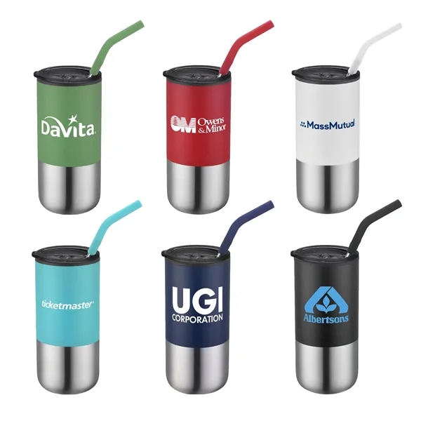 16oz. Double Wall SS / PP Tumbler w/Silicone Sip Steel Straw - 16oz. Double Wall SS / PP Tumbler w/Silicone Sip Steel Straw - Image 0 of 12
