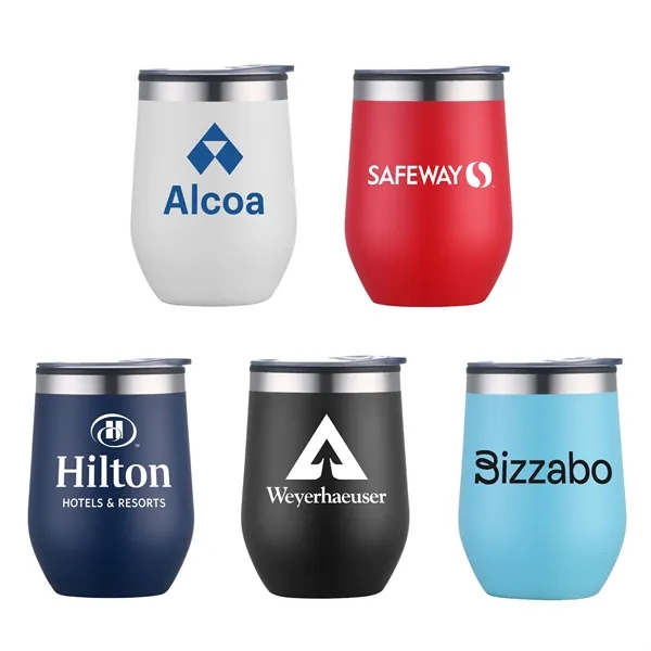 12oz. Double Wall SS / PP Wine Mug with Clear Lid - 12oz. Double Wall SS / PP Wine Mug with Clear Lid - Image 0 of 15