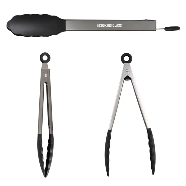 9" Stainless & Silicone Tongs - 9" Stainless & Silicone Tongs - Image 1 of 2