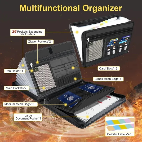 Fireproof Accordion File Organizer with Multi Pockets - Fireproof Accordion File Organizer with Multi Pockets - Image 1 of 5