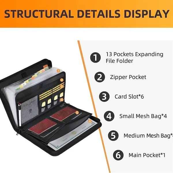 Fireproof Accordion File Organizer with Multi Pockets - Fireproof Accordion File Organizer with Multi Pockets - Image 3 of 5
